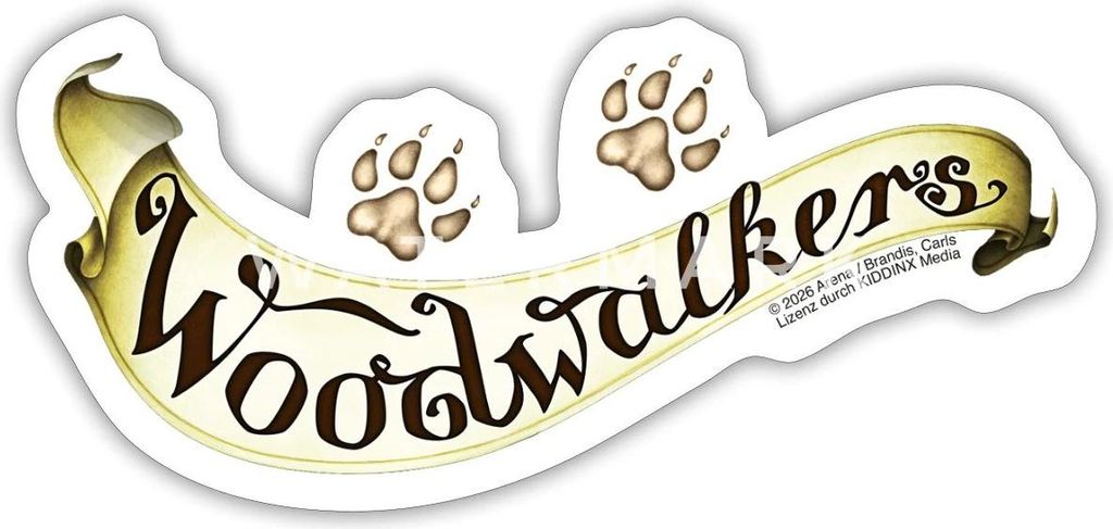 Spreadshirt Woodwalkers Geschwungenes Logo Mit Pfoten Sticker Aufkleber, 10 x 10 cm, Mattweiß