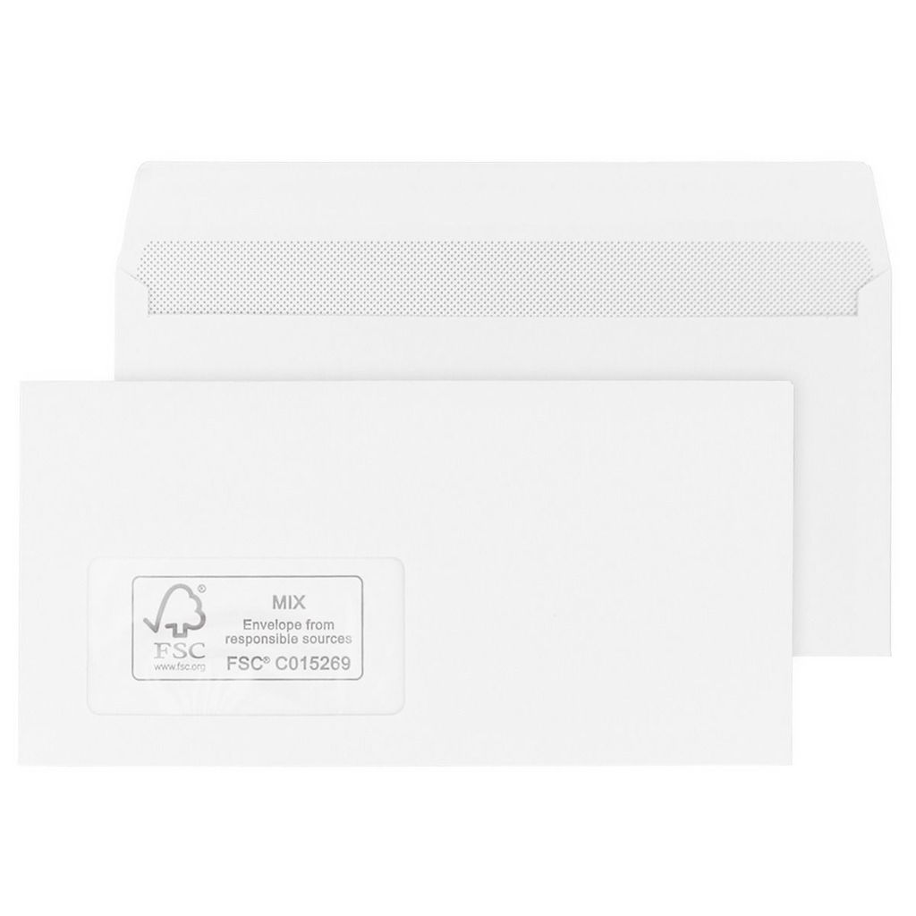 Briefhülle - DL, weiß, haftklebend, Innendruck, 100 g/qm, Produktbild 
