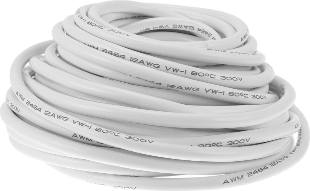 Elektrische Masseleitung Automobil-Stromleitung 59FT Weiß TC 1 Stück 12AWG 2 Leiter Vollständig isoliert & Soft-Touch-Mantel Universal