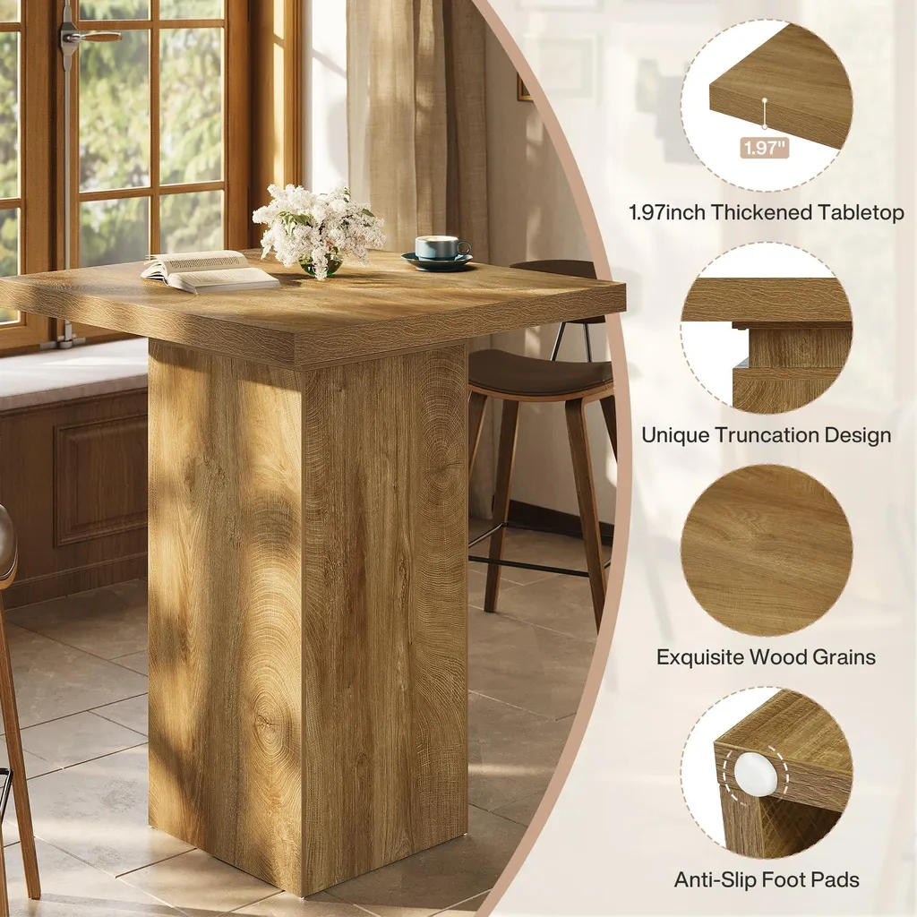 Table de Bar Industrielle avec Plateau Robuste, Table Haute Bistro 100cm