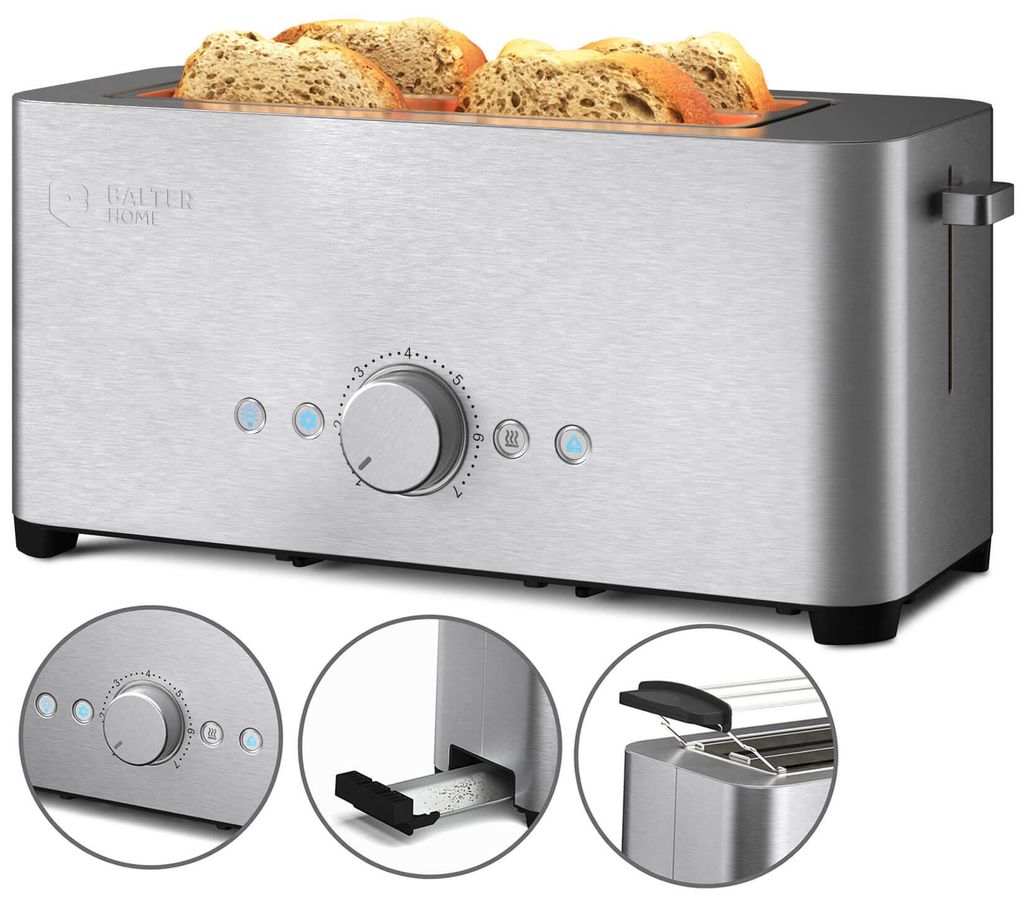 Balter Toaster 4 Scheiben, Langschlitz, Edelstahl, Produktbild 