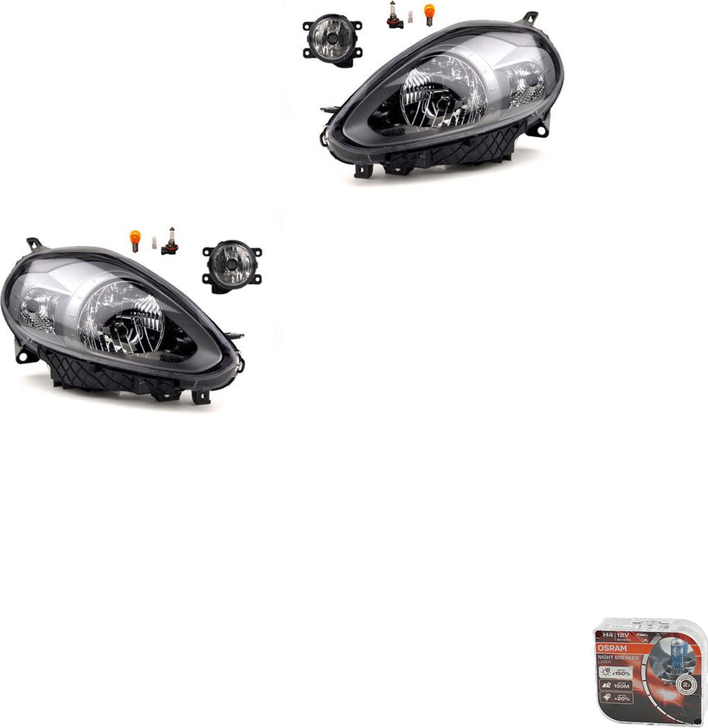 Johns, Scheinwerfer Satz + Osram Night Breaker Laser passend für Fiat Punto 199 10/09 51855645 0000051937144 51937144 51855639 0000051937150 51937150