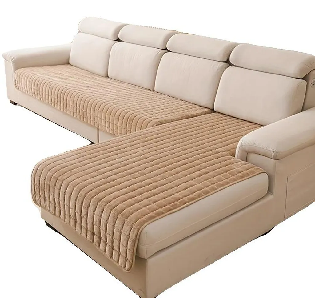 Housses de canapé antidérapantes kaki foncé - Lot de 2 protections chic