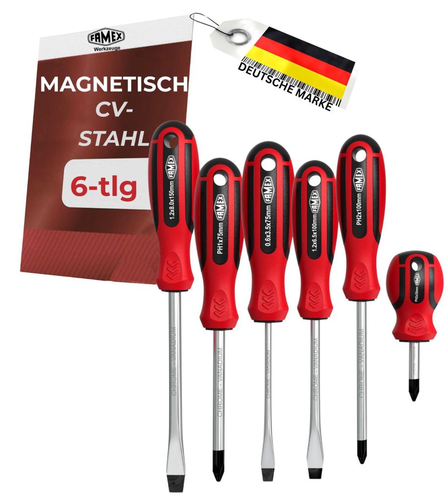 FAMEX 7751-6 Schraubendreher Set 6-tlg. - mit magnetischen Produktbild 
