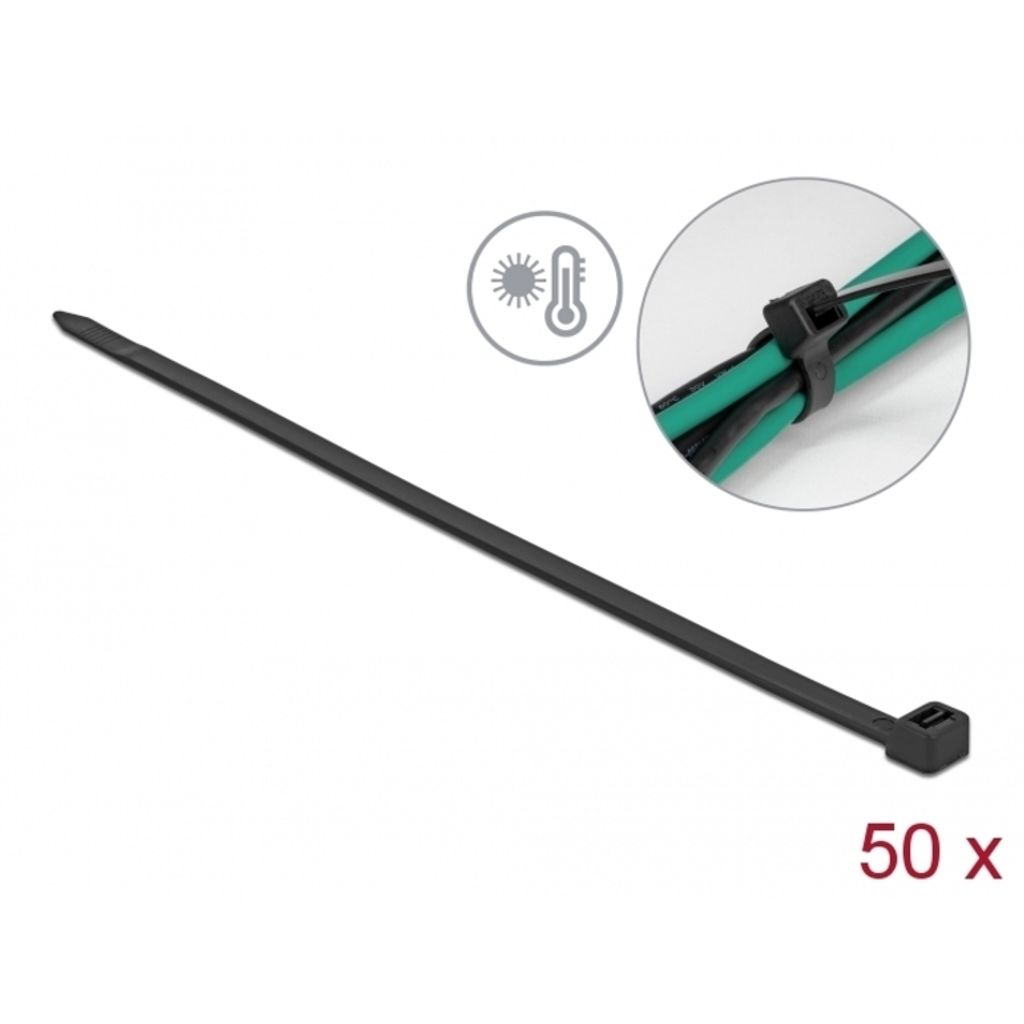 DELOCK KBI hitzebeständig L 380 x B 7,6 mm schwarz 50 Stück