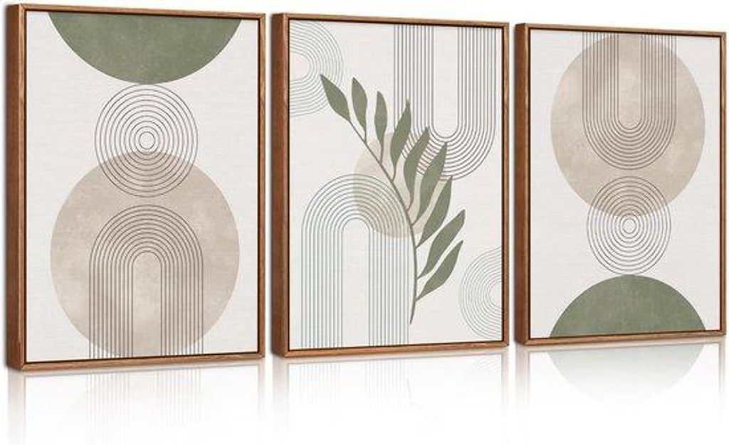 Unyqoos Abstrakte Botanische Leinwandkunstset mit Rahmen für moderne Innenräume