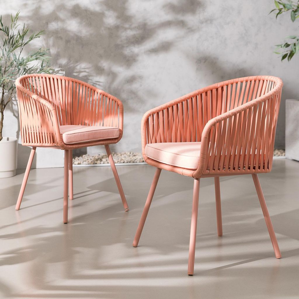 home24 Gartenstuhl - 2er-Set - Stahl / Polyester