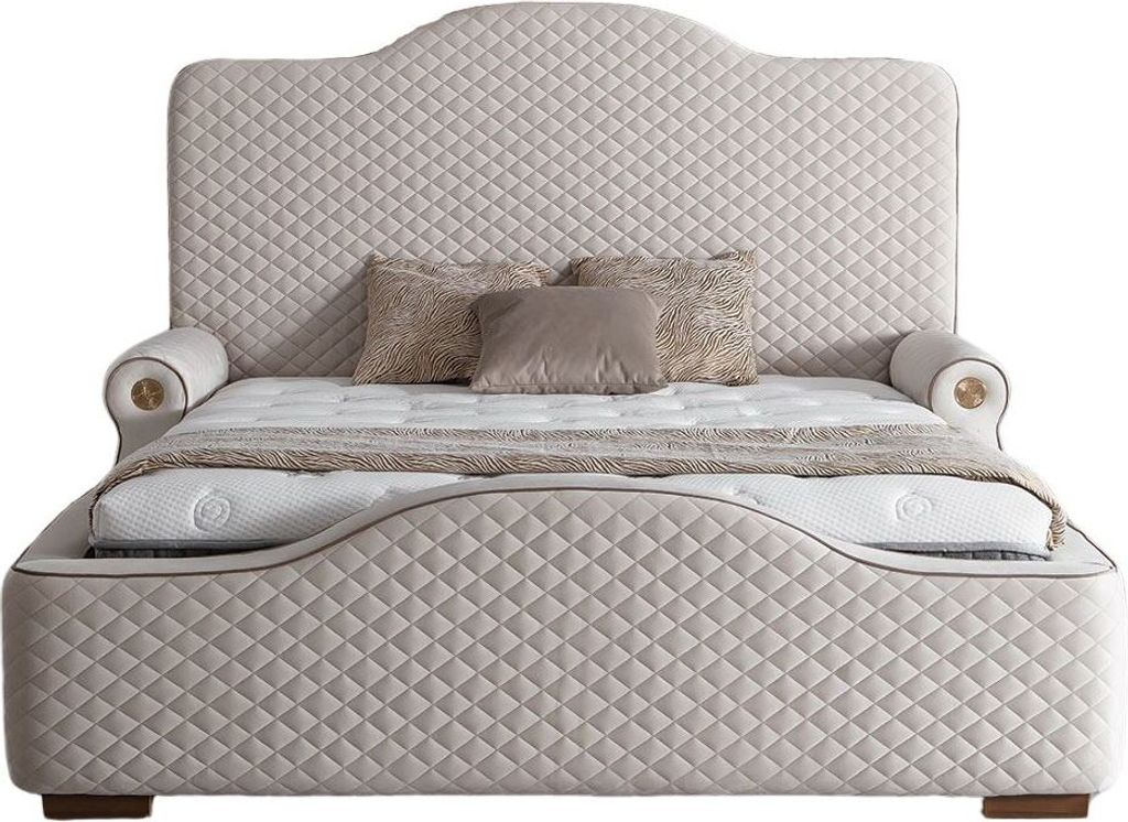 OSLO Polsterbett 140x200 - Farbe: Creme - Set: Bettkasten-Kopfteil - Matratze