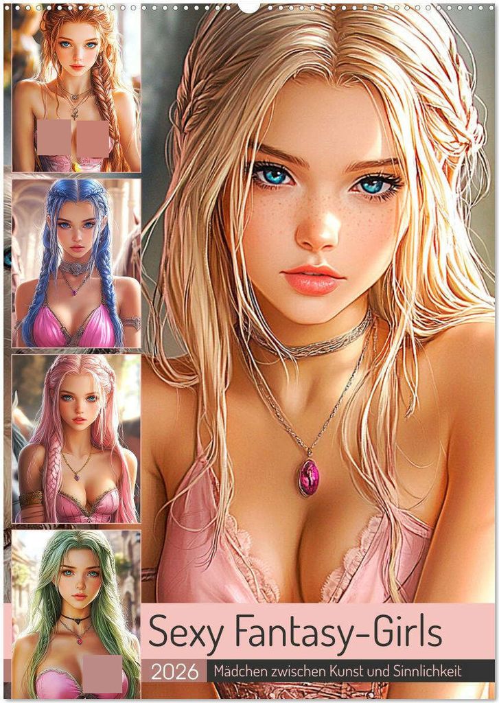 Sexy Fantasy-Girls. Mädchen zwischen Kunst und Sinnlichkeit (Wandkalender 2026 DIN A2 hoch), CALVENDO Monatskalender