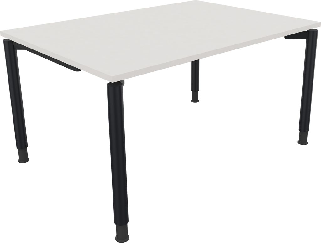 Schreibtisch Vierfuß Rundrohr B1400xT1000xH680-820 an/Weiß