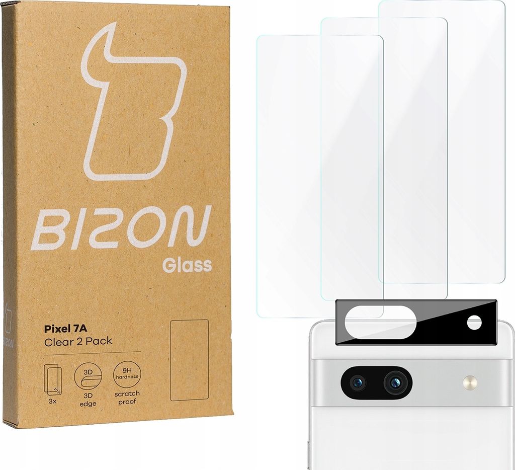 BIZON Clear 3x Bildschirmglas + Kameraglas Pixel 7A