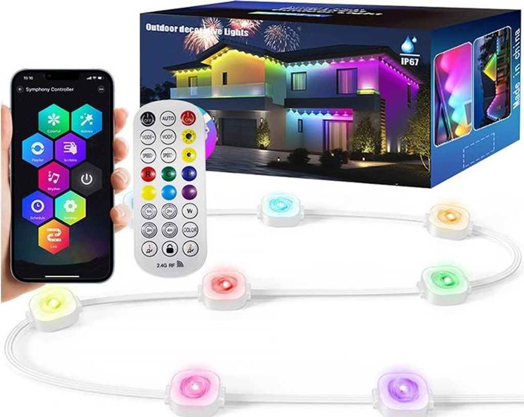 INF Bluetooth LED Dachrinnenbeleuchtung, 30m, 60 LEDs, IP67, 2er-Set