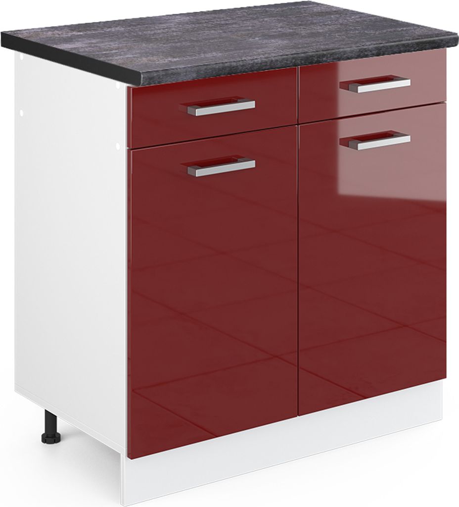Küchenunterschrank Vicco R-Line Rot Hochglanz 80 cm , AP Anthrazit, Model 45394