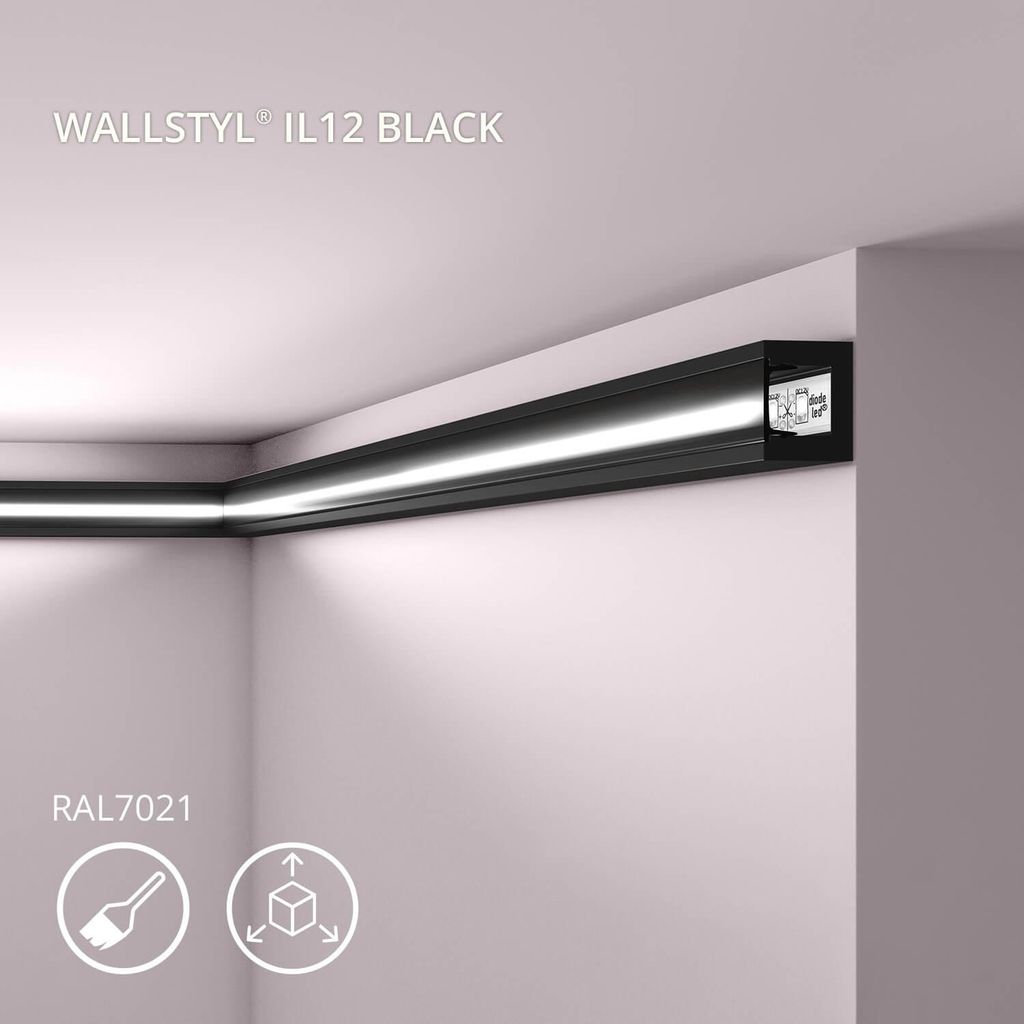 NMC IL12 BLACK WALLSTYL Eckleiste Wandleiste lackiert Produktbild 