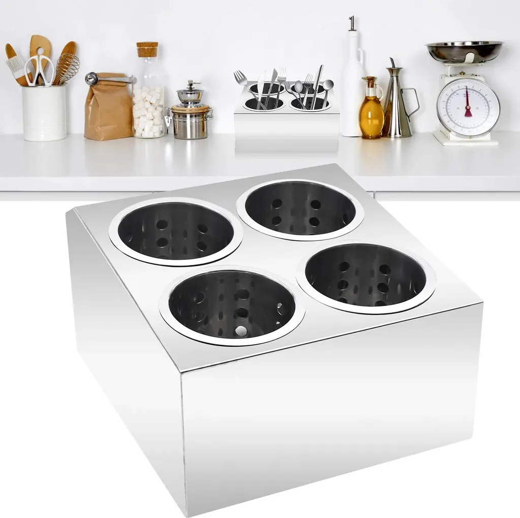 Portaposate - Scolapiatti - 4 scomparti - Metallo - Con fori di drenaggio - Asciugatura rapida - Igienico