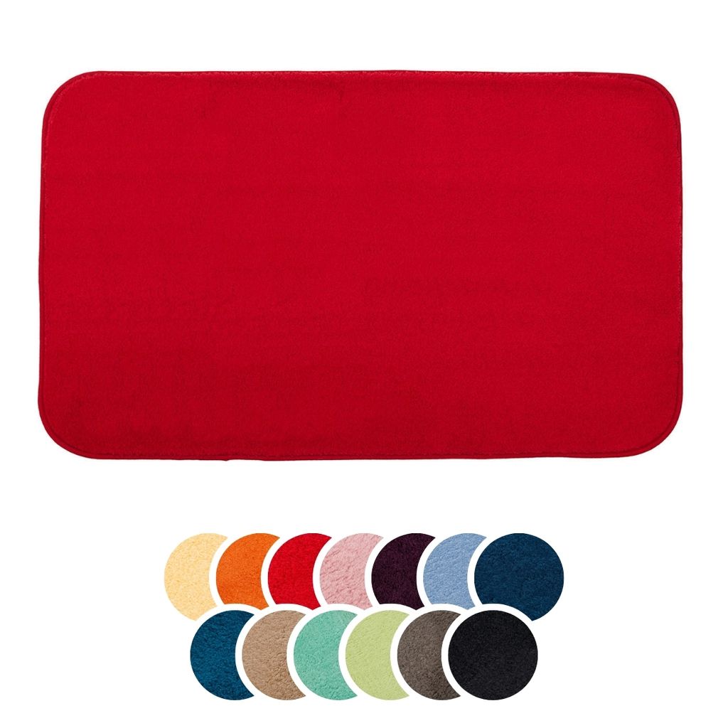 liebling Badteppich, 100% Polyester, mit Anti-Rutsch Beschichtung, saugstark, Serie Santos, 60 x 100 cm, 1500 g/m², bei 30 Grad waschbar, rot