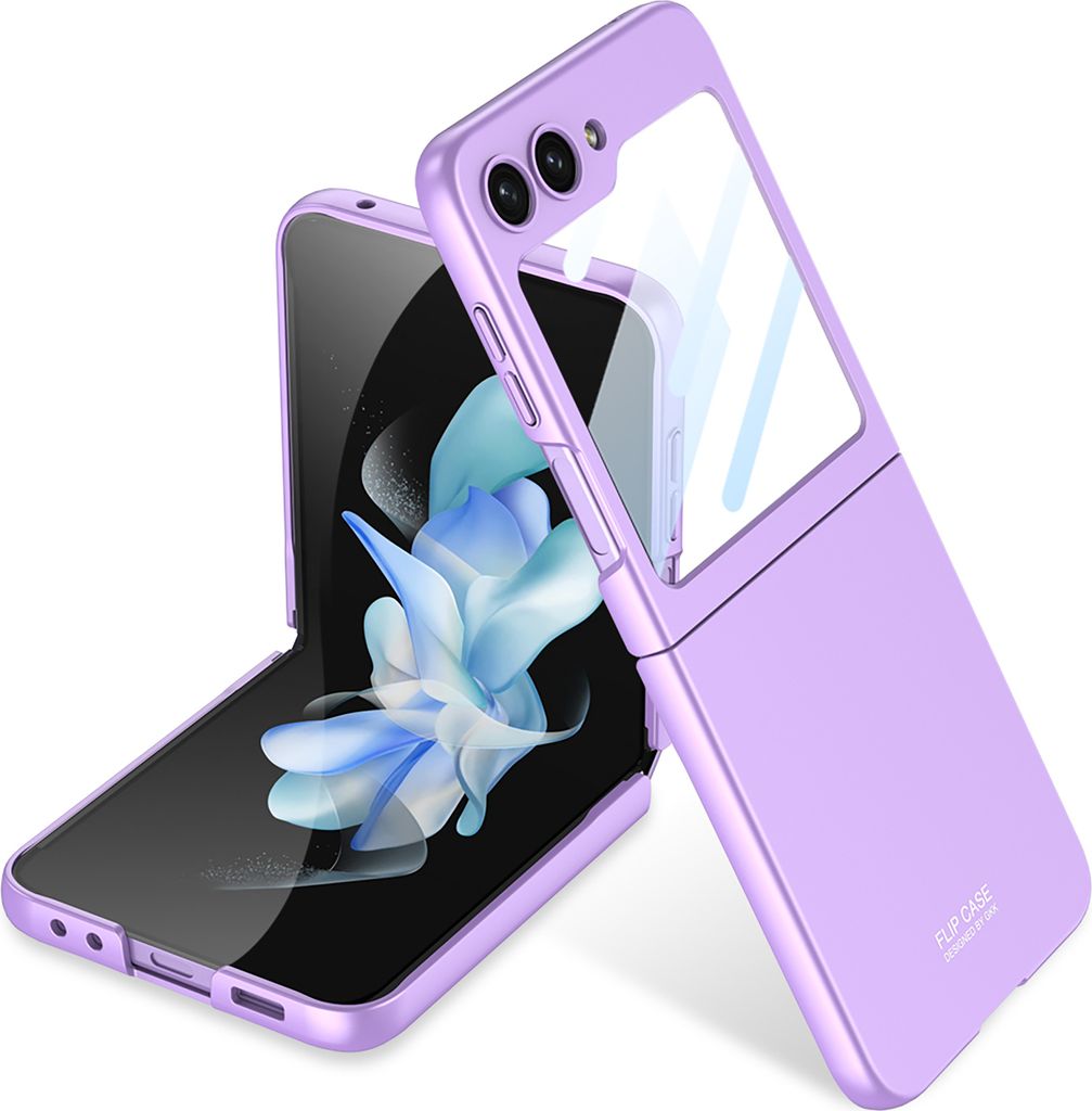 Hülle für Samsung Galaxy Z Flip 5 Schlank Hart PC Matt Schutzhülle mit Displayschutz Lila