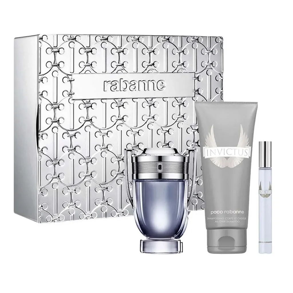 Coffret Parfum Homme Invictus Paco Rabanne avec Gel Douche et Format Voyage