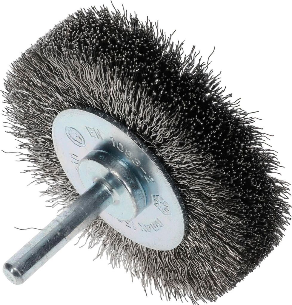 Osborn Drahtbürste für Bohrmaschine ø 70x18mm - Drahtbürstenaufsatz für schwer zugängliche Stellen - Rundbürste mit Schaft, gewellter Draht