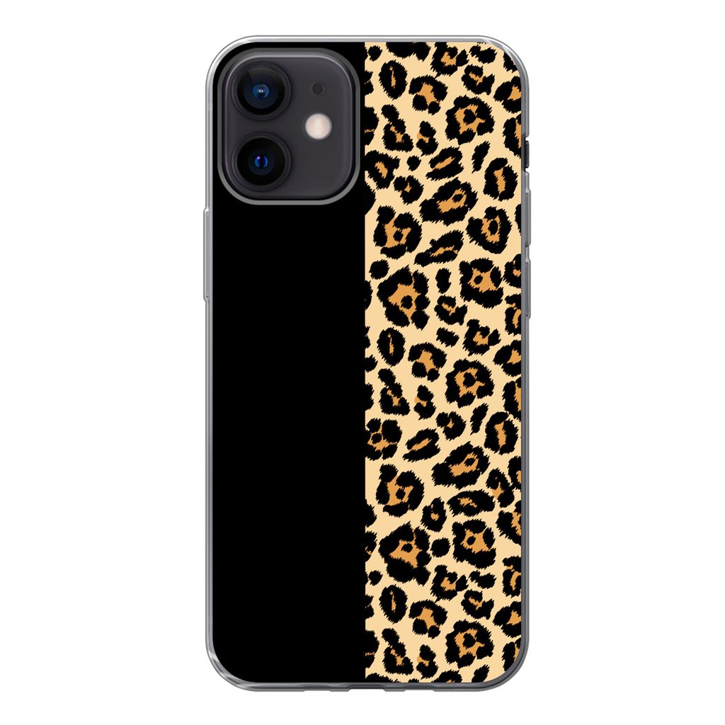 MuchoWow Handyhülle Schutzhülle Hülle für iPhone 12 Panther Druck - Design - Tiere Silikon Softcase Handy Hülle - Schutzhülle
