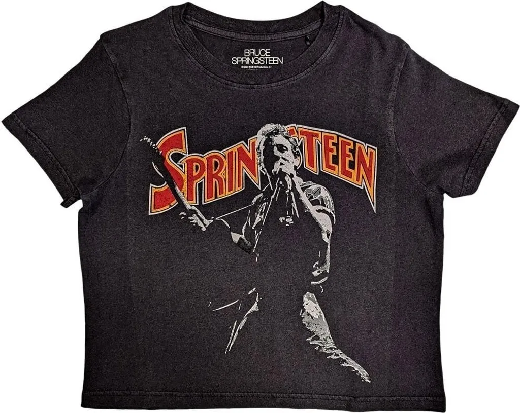 T-shirt Bruce Springsteen femme noir taille S - Fan Rock Stage Pose