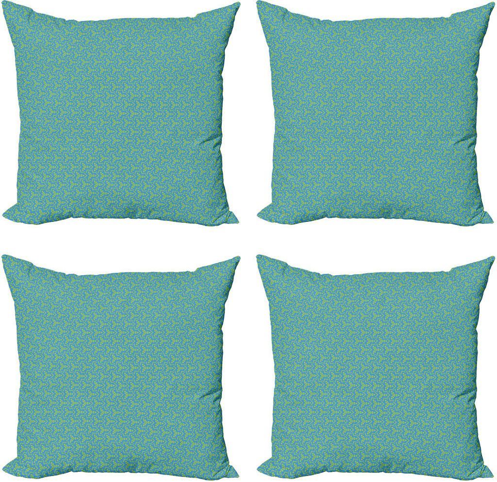 ABAKUHAUS abstrakte Geometrie Kissenbezug Set (4 Stück), zufällige Motive, Moderner Doppelseitiger Digitaldruck, 45 cm x 45 cm, Sky Blau Gelb Grün