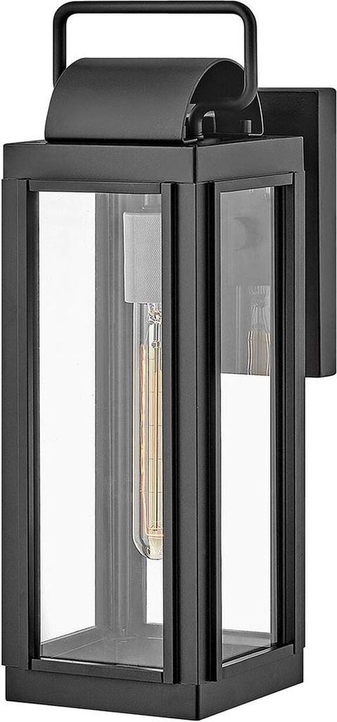 Wandleuchte außen Aluminium Glas IP44 41,3 cm hoch Schwarz eckig Vintage Außenwandleuchte