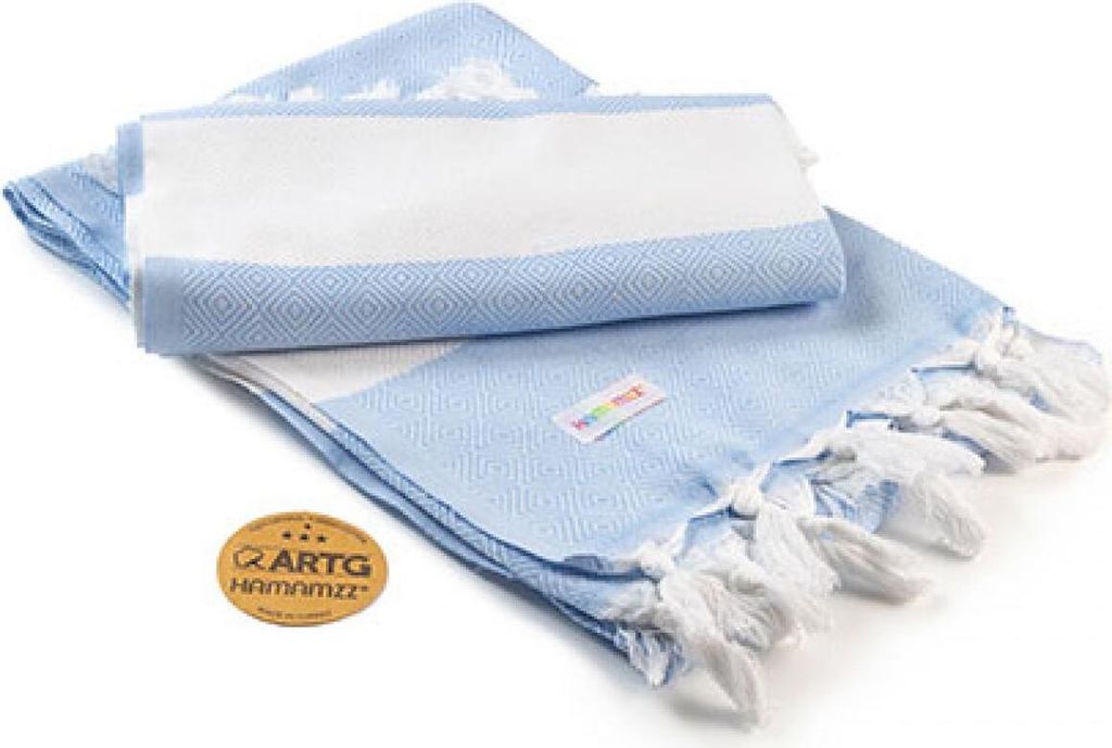 A&R AR056 | Hamamzz Marmaris De Luxe Towel - 100 x 180 cm - Farbe: Light Blue/White - Größe: 100 x 180 cm