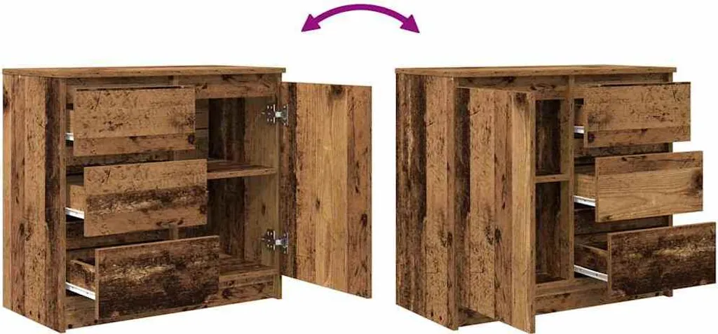 Maison Exclusive - Credenza con cassetto effetto legno antico 71x35x65 cm Materiale ligneo - 9