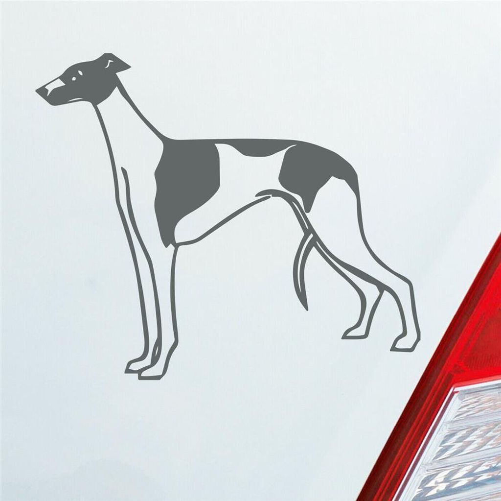 Auto Aufkleber Windhund Hund Dog Animal Tier 12x10 cm Grau Sticker Heckscheibenaufkleber