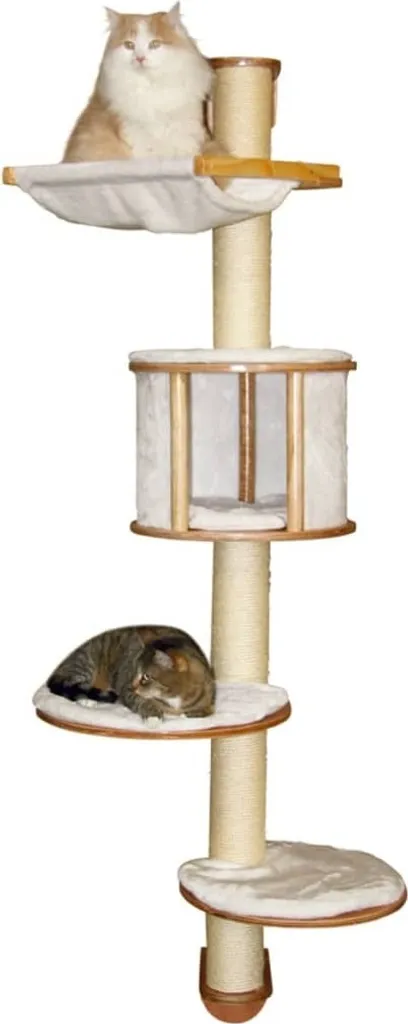 Arbre à chat mural Kerbl Dolomit 168 cm en bois blanc et sisal naturel