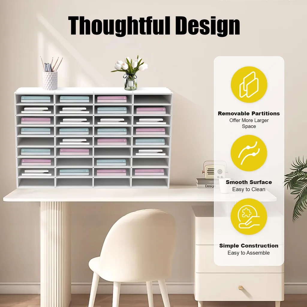 Organisateur de bureau blanc 36 compartiments PVC structure robuste