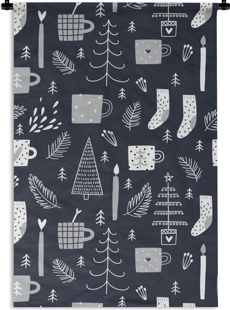 MuchoWow Wandteppich Wandbehang Muster - Weihnachten - Bäume 120x180 cm Tapisserie Dekoration Wandtuch - Schlafzimmer - Dekorationen für das Haus