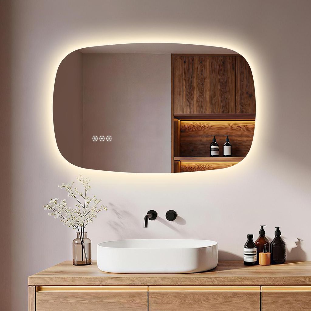 Espejo de pared LED S'AFIELINA, 70x45 cm – Espejo de baño Imagen del producto 