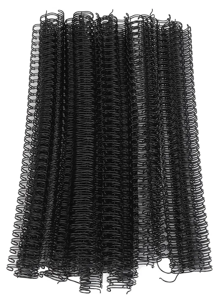 50 Anneaux Métalliques Double Boucle 3:1 Noirs pour Reliure 180 Feuilles