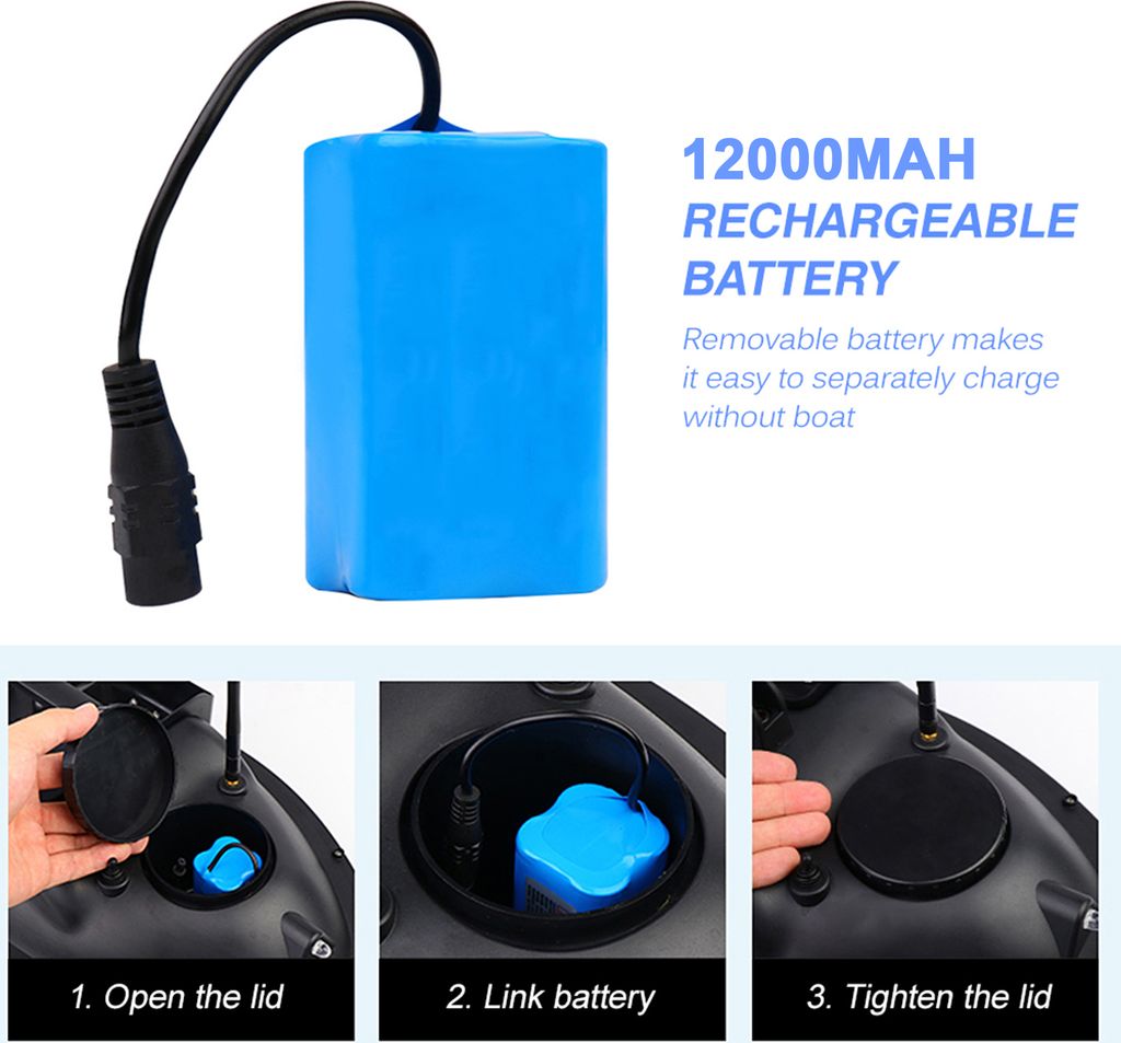 12000mAh GPS rybársky čln s návnadou s 3 nádobami na Obrázok produktu 9