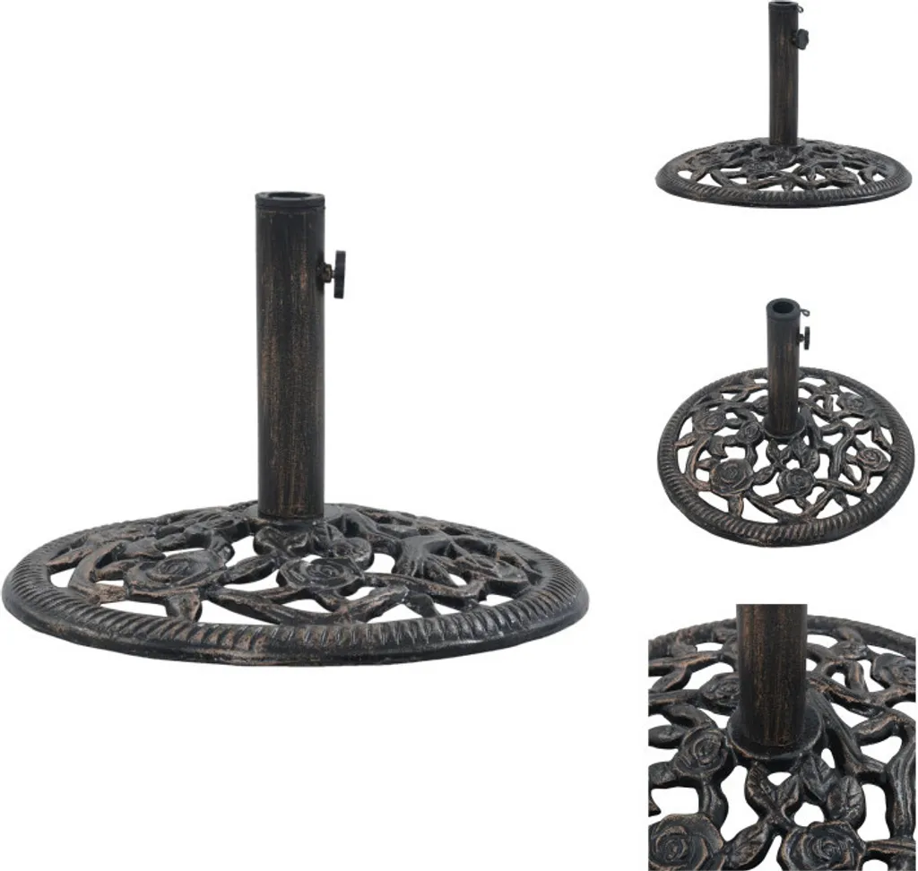 Support de parasol lourd en fonte 12 kg vidaXL 48 cm coloris bronze chic