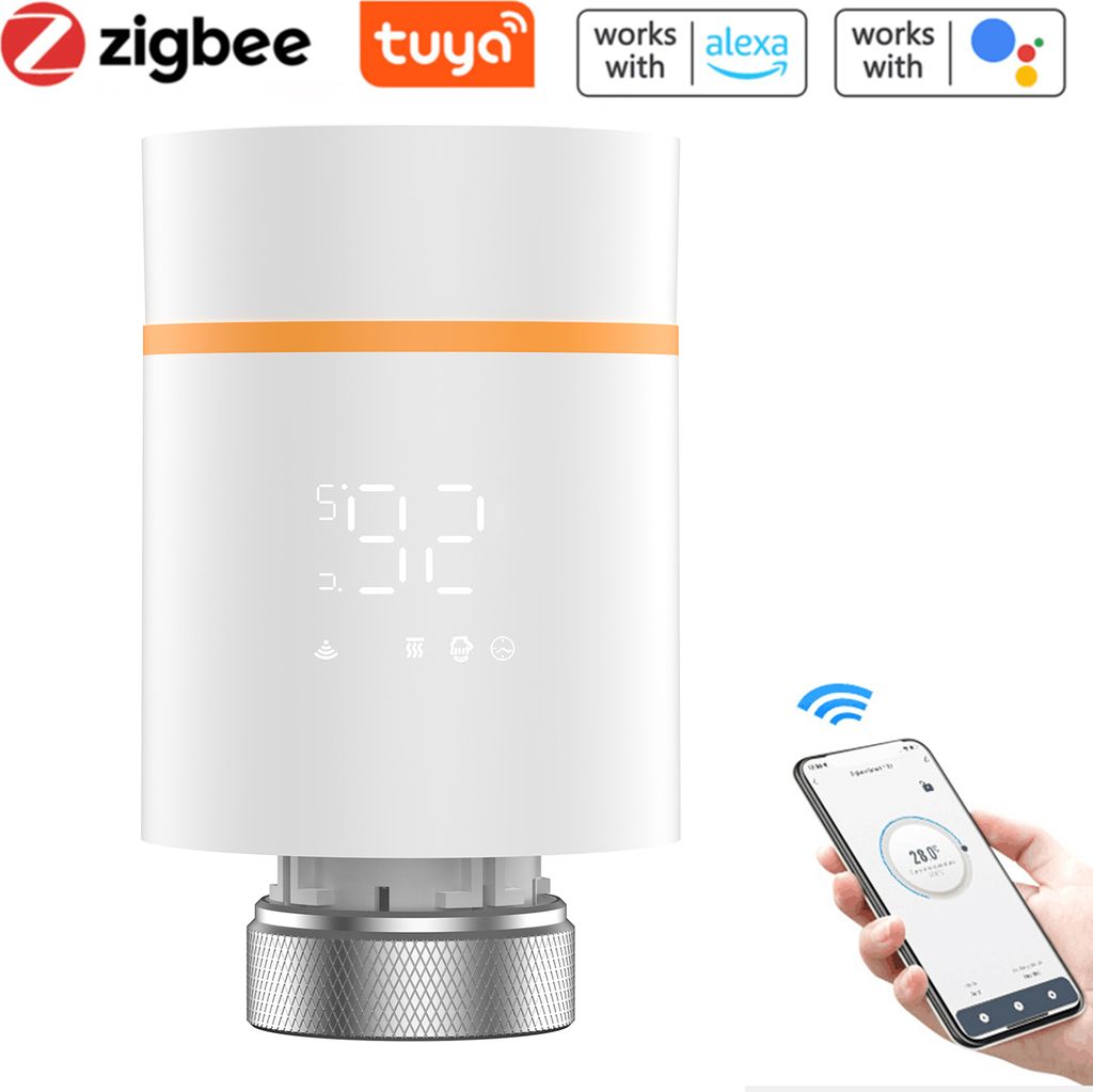 Intelligente Thermostat-Heizkoerperventile mit LED-Anzeige Programmierbarer Thermostat-Heizungsregler fuer Zuhause Unterstuetzt mobile App/Sprachst...