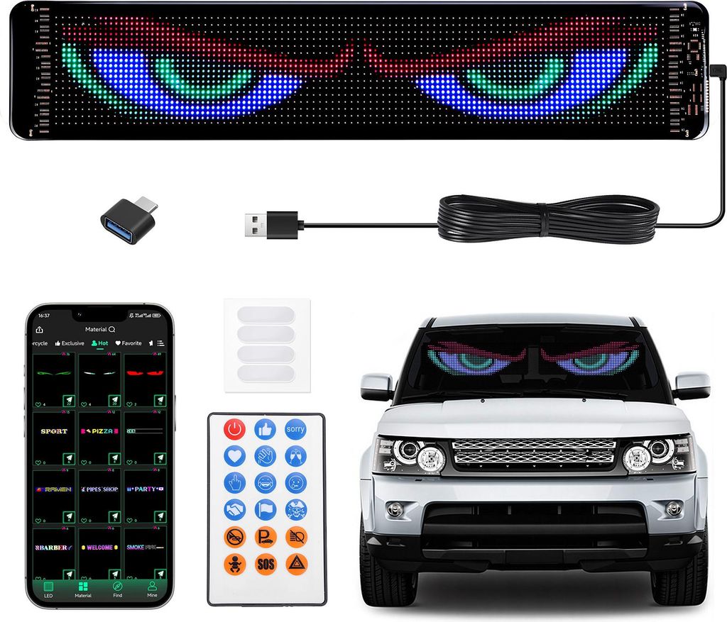 iMars LED Devil Eyes 58×13 cm für Windschutzscheibe, Produktbild 