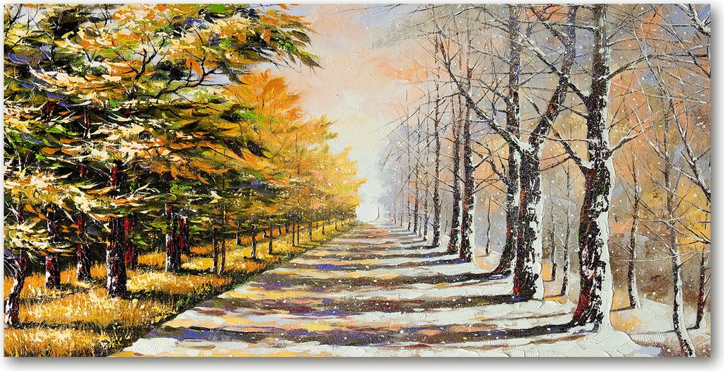 Tulup Leinwandbild - 120x60 cm - Wandkunst - Drucke auf Leinwand - Leinwanddruck - Kunst: modern & klassisch - Mehrfarbig - Herbst gegen Winter