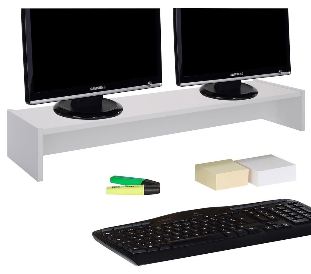 Monitorständer ZOOM, Weiß – Bildschirmerhöhung 100cm für 2 Produktbild 