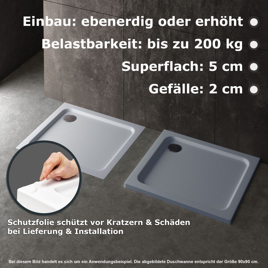 VILSTEIN Duschwanne | Mineralguss | 5 cm Superflach | Produktbild 4