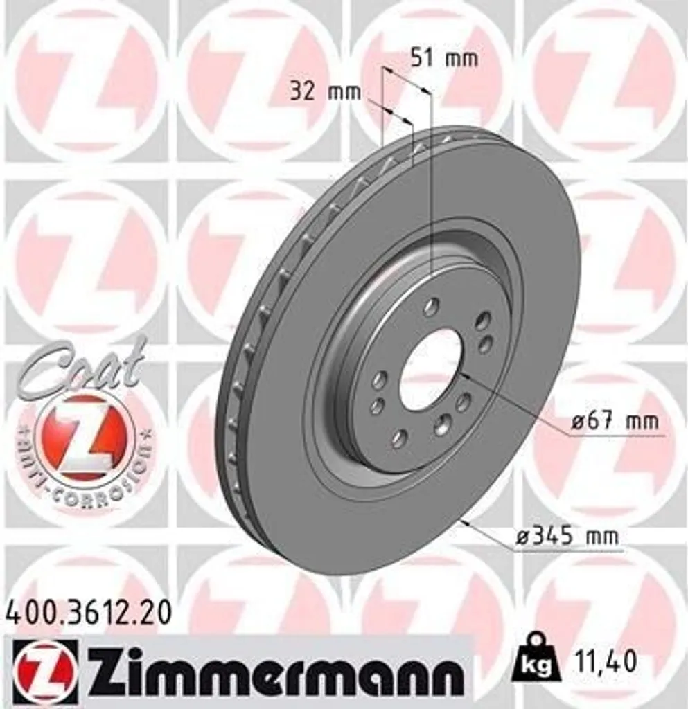 Zimmermann 400.3612.20 Disque de Frein Haute Performance Mercedes W163