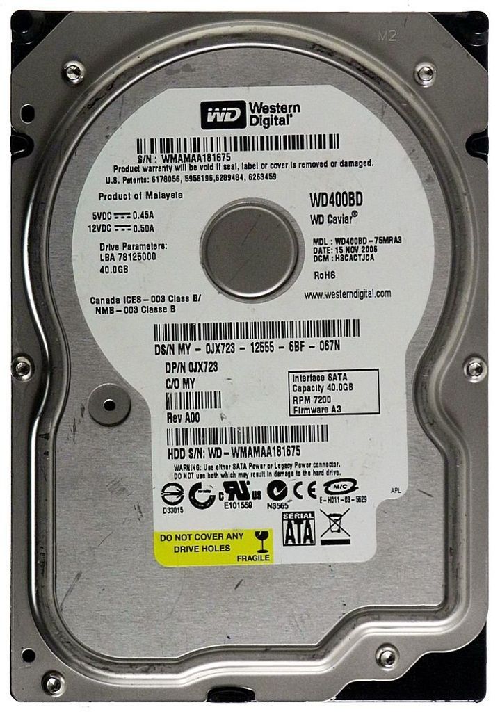 40GB AT HDD Western Digital Caviar WD400BD SATA ID10086
