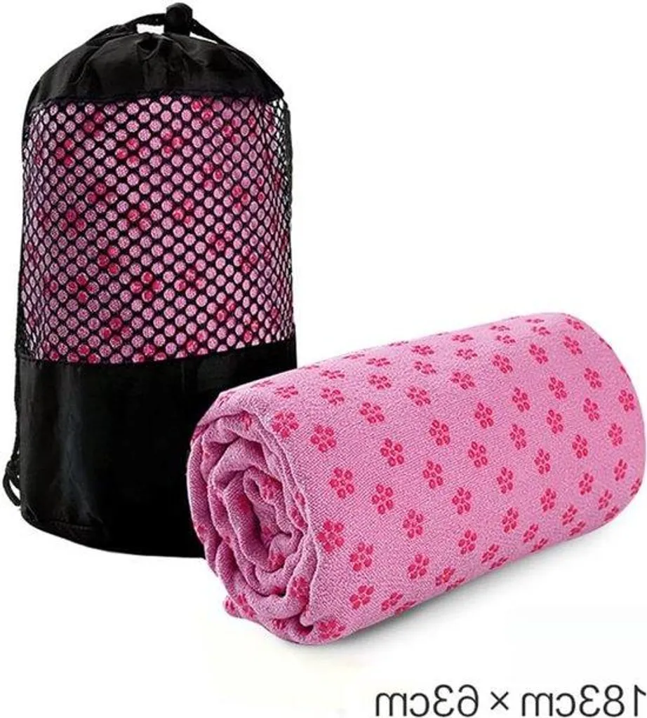 Tapis de yoga pour séances douces rose antidérapant 183x63 en microfibre