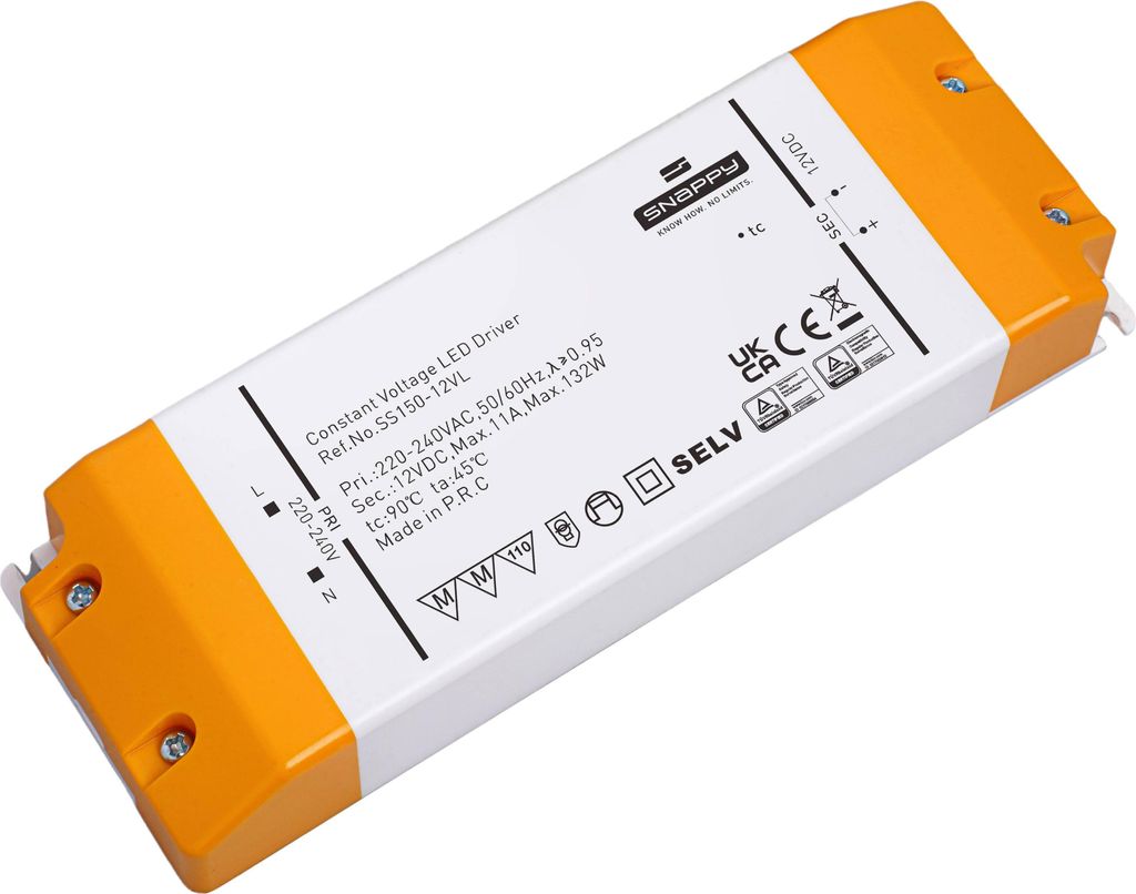 Snappy SS150-12VL – LED Netzteil 12V DC, 132W, Konstantspannung, IP20, PFC ≥ 0,9,