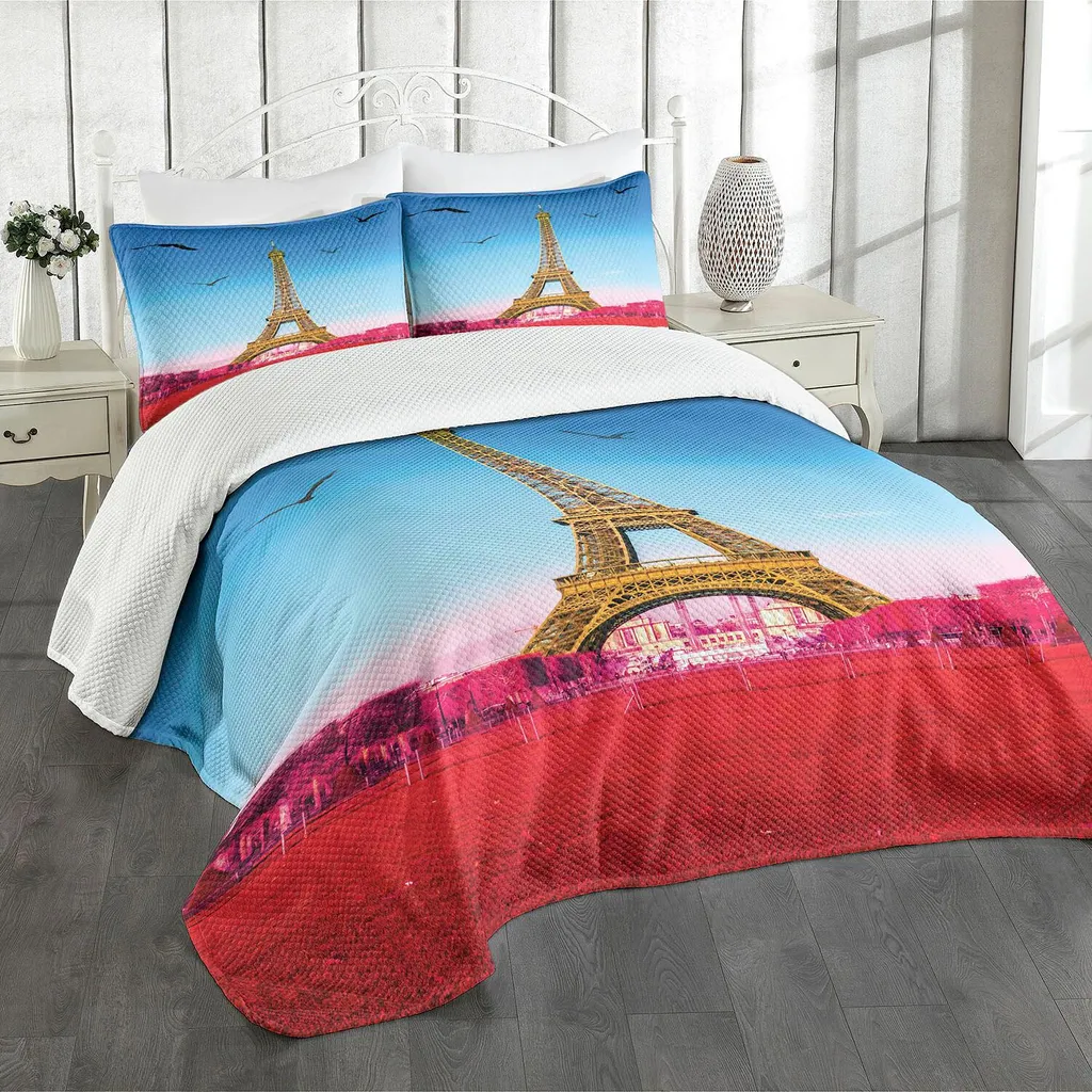 Copriletto ABAKUHAUS Paris 220x220 cm | Design Astratto Fucsia e Blu