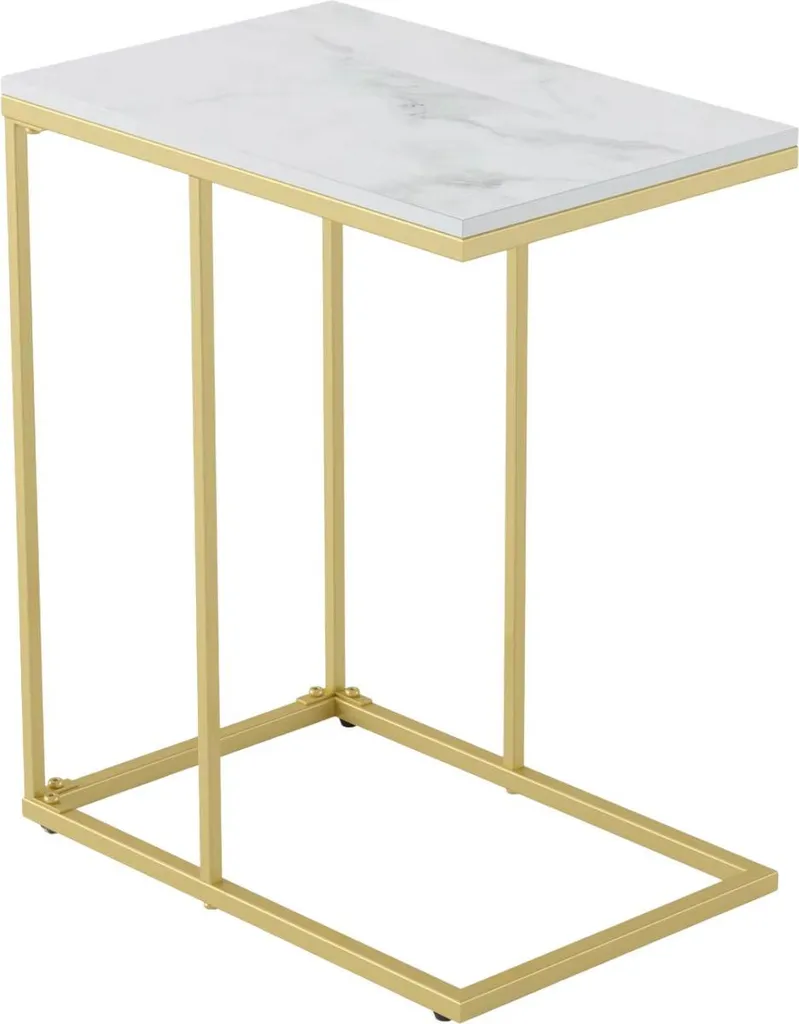 Petite Table de Salon Robuste en Métal et Plateau Marbré Bolt Edge 54cm