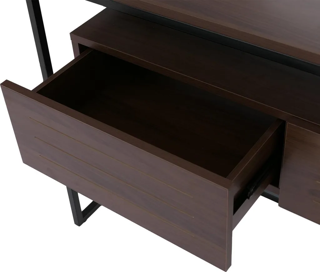 Table d'appoint console entrée 120cm aspect noyer pour rangement clé - 3