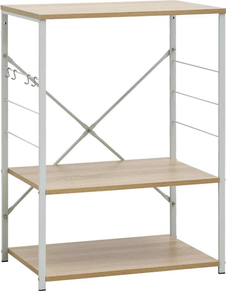 vidaXL Mikrowellenregal Weiß Eiche 60×39,6×79,5 cm Produktbild 